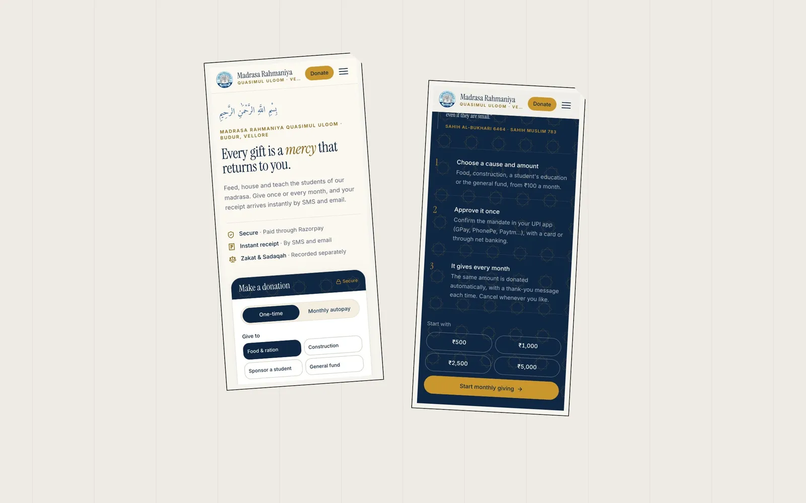 A donation website that shows exactly what each gift buys — screen 2